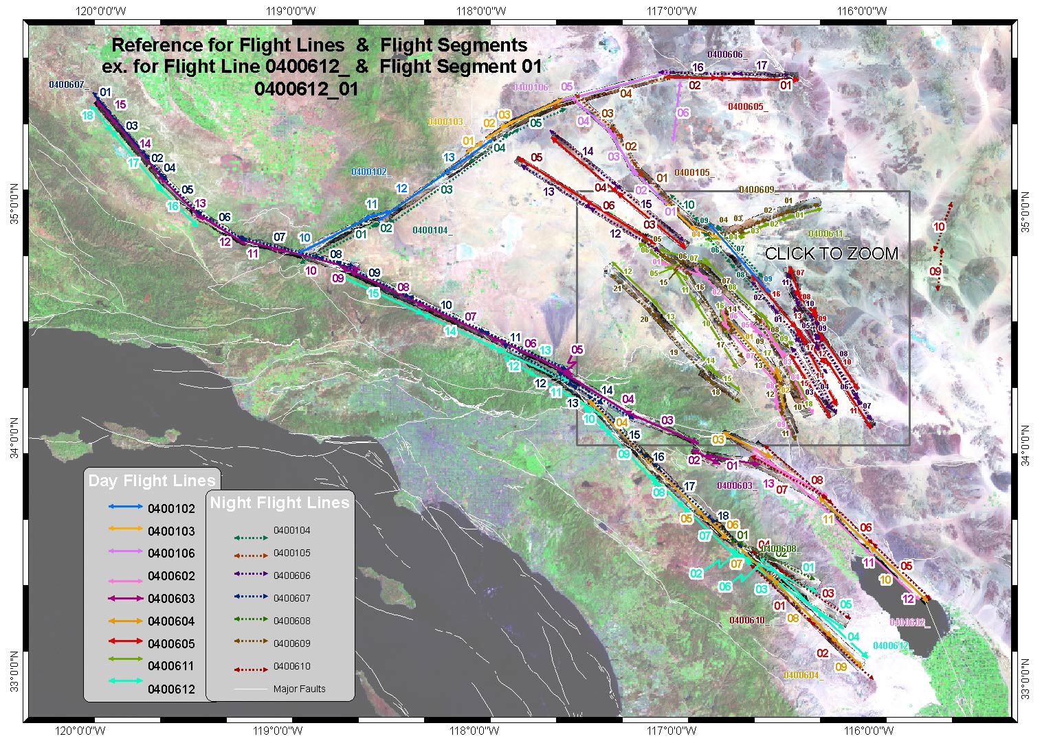 base map showing location of MASTER flight lines